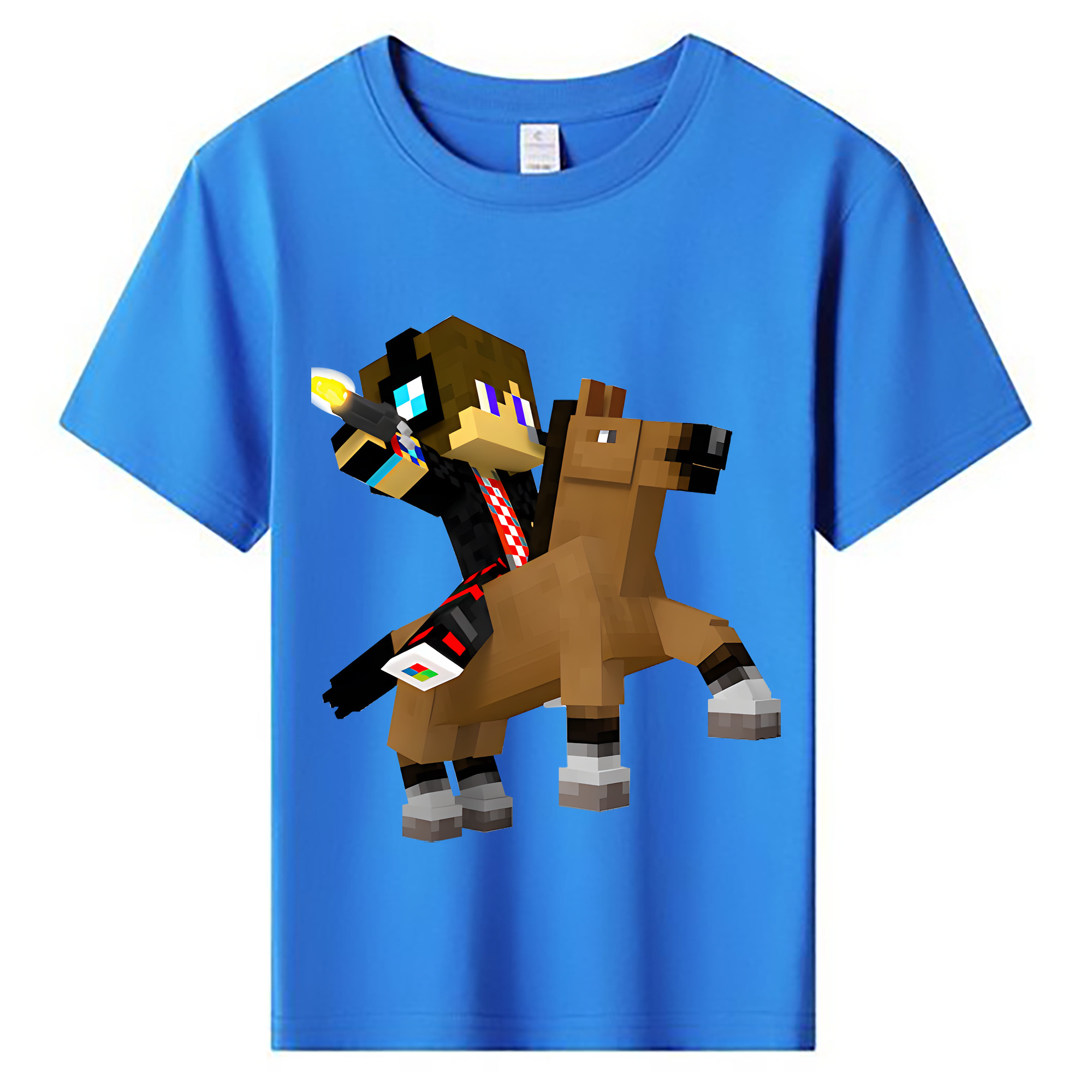 （画像用） マインクラフト ブロックの世界 Minecraft MC Block world 綿100％キッズTシャツ（フロントプリント）